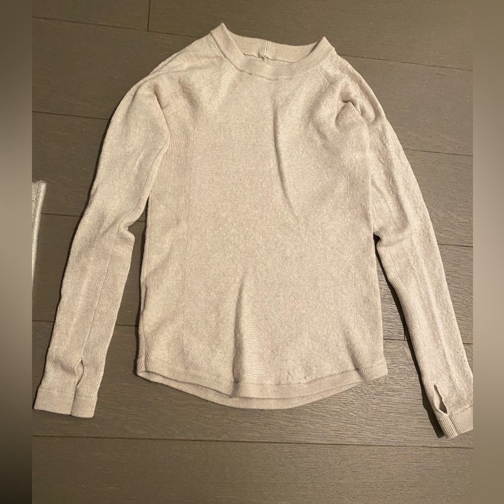 Lululemon Tan 100% wool crew neck sweater- Size 6